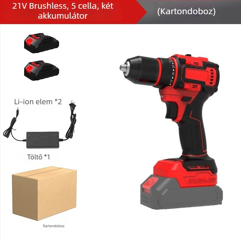Guofan Brushless vezeték nélküli fúró‑csavarozó, Li‑ion 18–21V, pisztolymarkolat, állandó sebesség, csavarozáshoz és fém- vagy betonfúráshoz