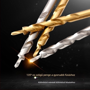 Fából készült lépéses fúró hexagonális nyéllel, 9 mm és 9,5 mm átmérőkkel, hosszított kivitel, 118° külső él