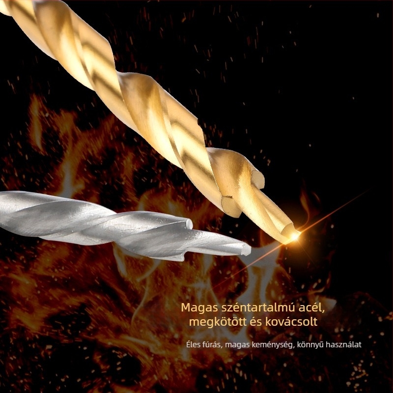 Fából készült lépéses fúró hexagonális nyéllel, 9 mm és 9,5 mm átmérőkkel, hosszított kivitel, 118° külső él