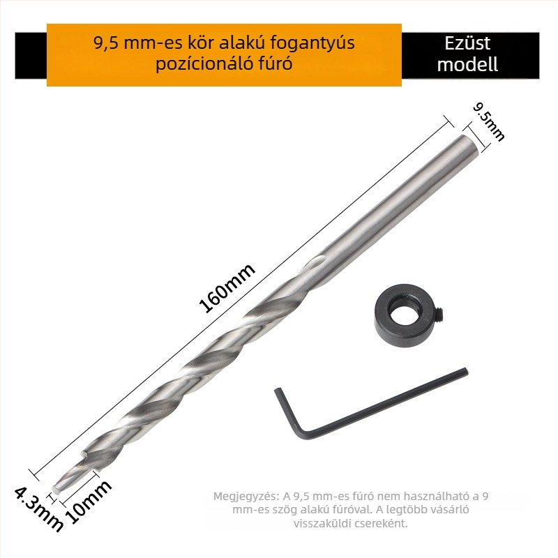 Fából készült lépéses fúró hexagonális nyéllel, 9 mm és 9,5 mm átmérőkkel, hosszított kivitel, 118° külső él