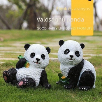 He cheng Kültéri Panda Kertszobor - Gravírozott, Egyszerű és Modern Stílusú, Gyepre és Udvarra, Ideális Üzleti Ajándék