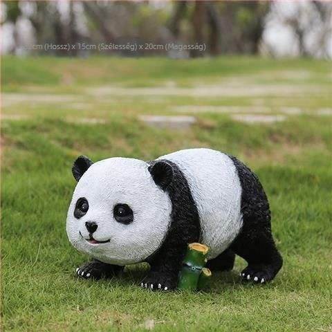 He cheng Kültéri Panda Kertszobor - Gravírozott, Egyszerű és Modern Stílusú, Gyepre és Udvarra, Ideális Üzleti Ajándék