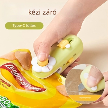 Mini kézi záróberendezés háztartási használatra, műanyag zacskók lezárására, nasik és élelmiszer-tárolására.