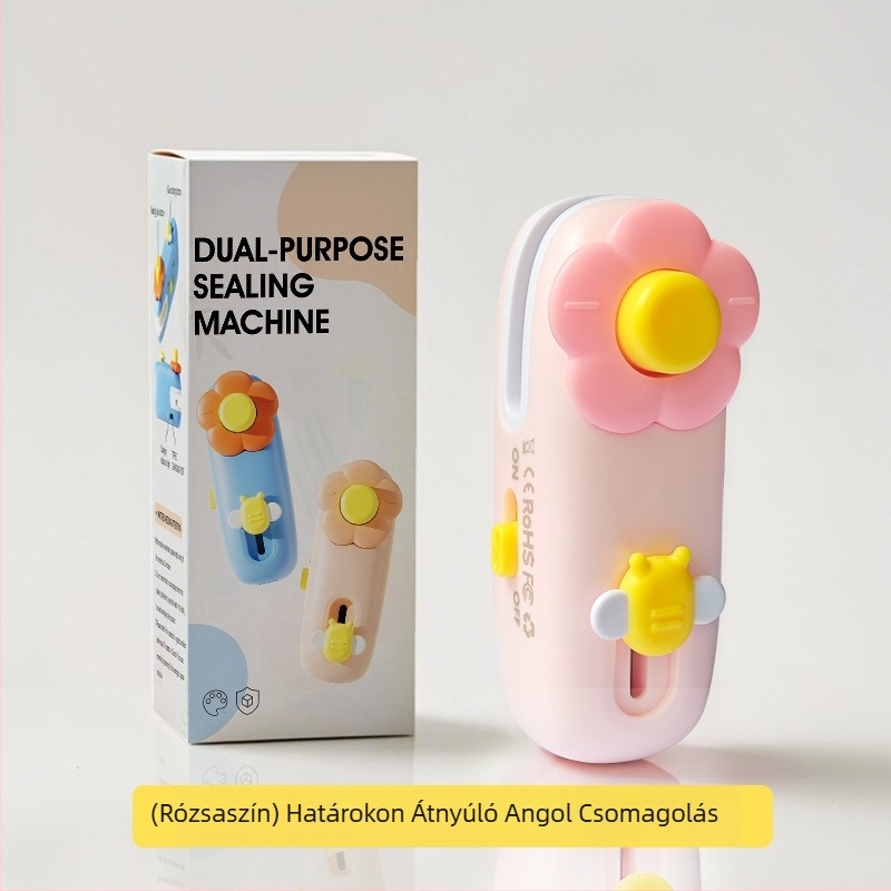 Mini kézi záróberendezés háztartási használatra, műanyag zacskók lezárására, nasik és élelmiszer-tárolására.