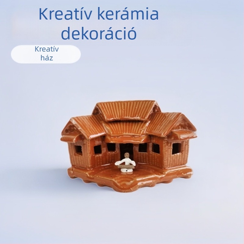 Pastorális stílusú kerámiakerti díszfigura, mázas kerámia, folyamat 740858396, alkalmas új otthon ajándékaként