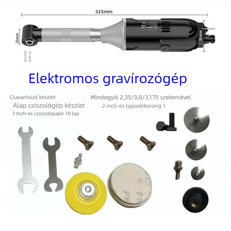 WANSHENG 90 fokos szögcsiszoló gravírozáshoz és polírozáshoz, hatfokozat sebességszabályozás, hálózati tápegység, 110–240V