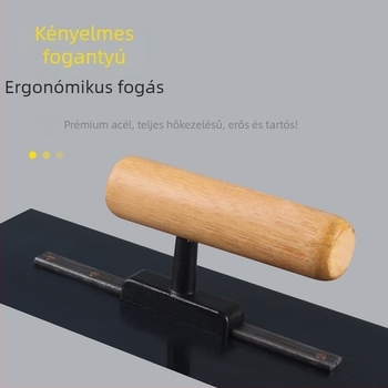 Rozsdamentes acél vakolókanál, vastagodott penge, hosszú fa markolat, földmunkákhoz