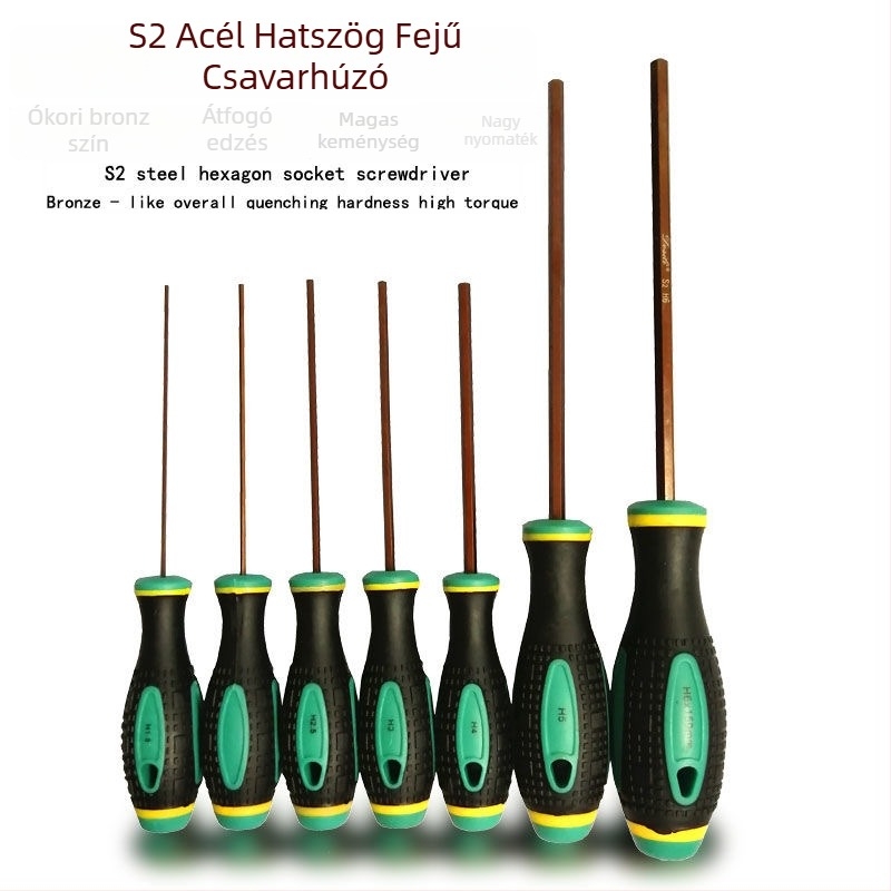 S2 különleges formájú csavarhúzó mágneses és szigetelt markolattal, műanyag nyél
