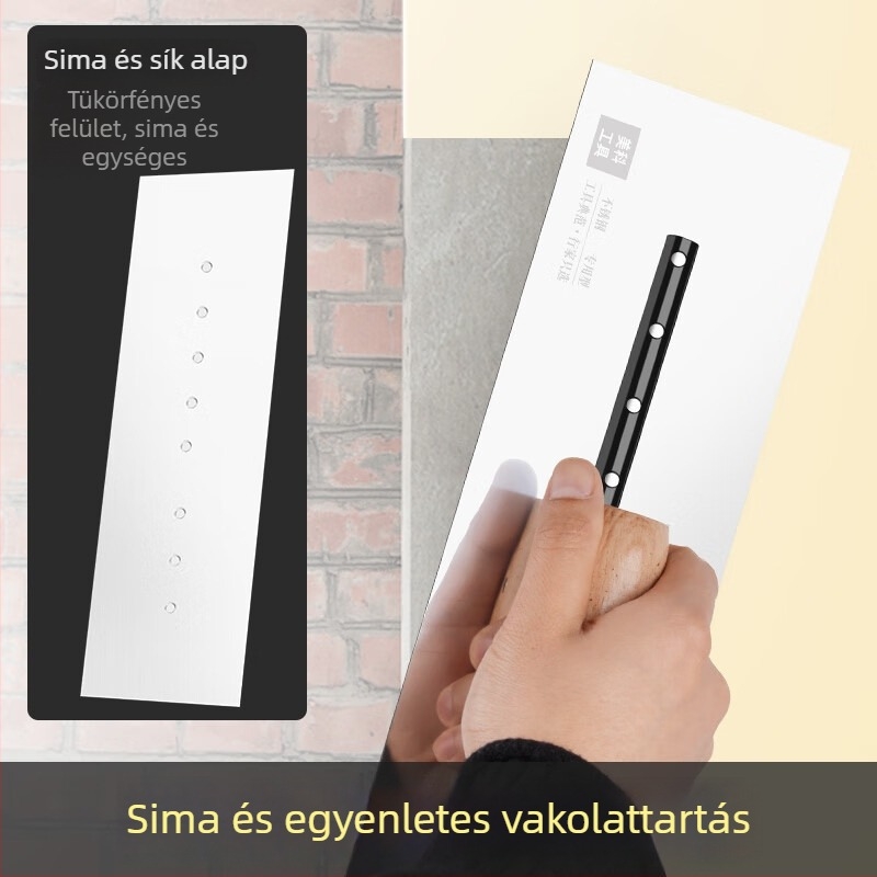 Rozsdamentes acél vakolat- és kőműves szerszámkészlet: glettelő lapát, kaparó glett, kőműves eszközök