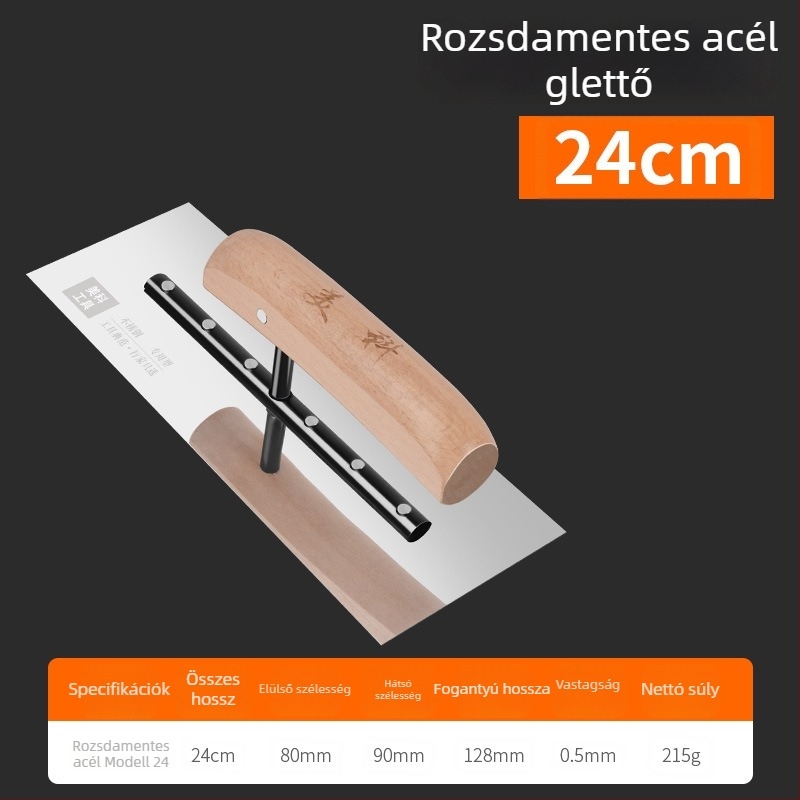 Rozsdamentes acél vakolat- és kőműves szerszámkészlet: glettelő lapát, kaparó glett, kőműves eszközök