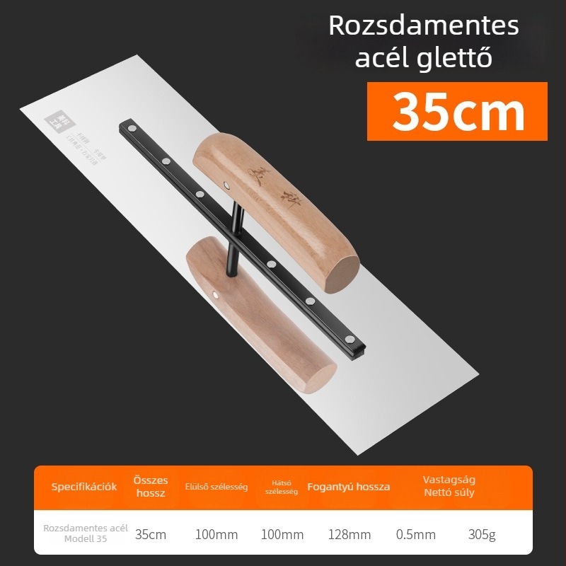Rozsdamentes acél vakolat- és kőműves szerszámkészlet: glettelő lapát, kaparó glett, kőműves eszközök