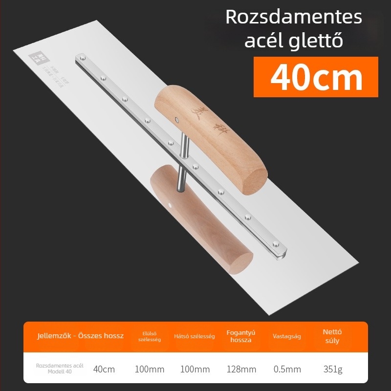 Rozsdamentes acél vakolat- és kőműves szerszámkészlet: glettelő lapát, kaparó glett, kőműves eszközök