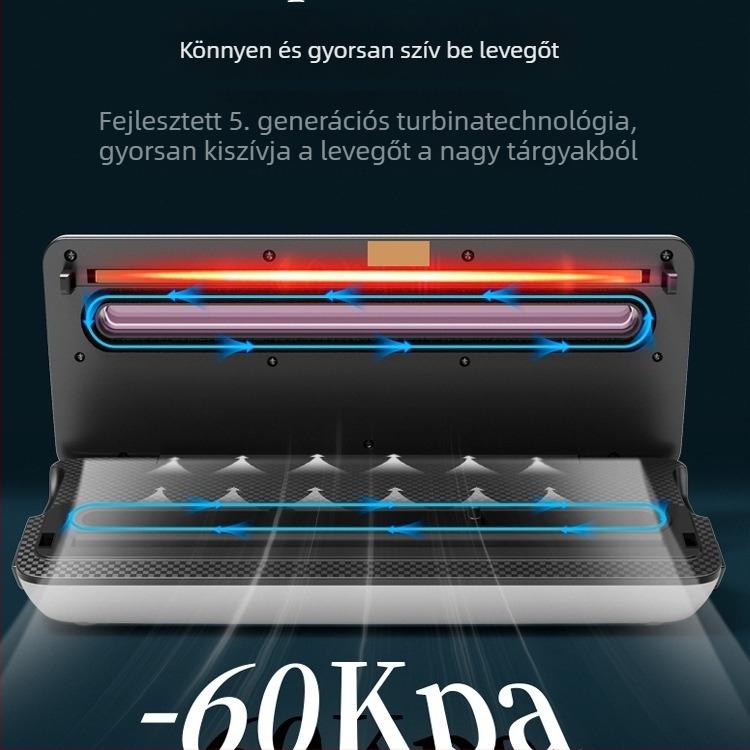 Élelmiszer vákuumcsomagoló gép, automata, frissesség megőrzése, kompressziós zacskóval történő csomagolás, kis otthoni és kereskedelmi felhasználásra