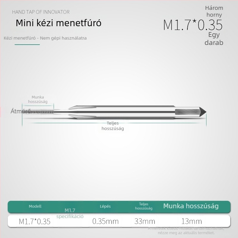 Mini metrikus menetkészlet M1, M1.2, M1.4, M1.6, M2.5