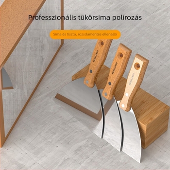 Rozsdamentes acél glettkés lakkozott nyéllel; többfunkciós kaparó gletteléshez és falak tisztításához
