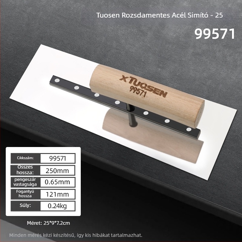 Rozsdamentes acél glettelő spatula falak simításához, modell Flat Knife, márka Topson