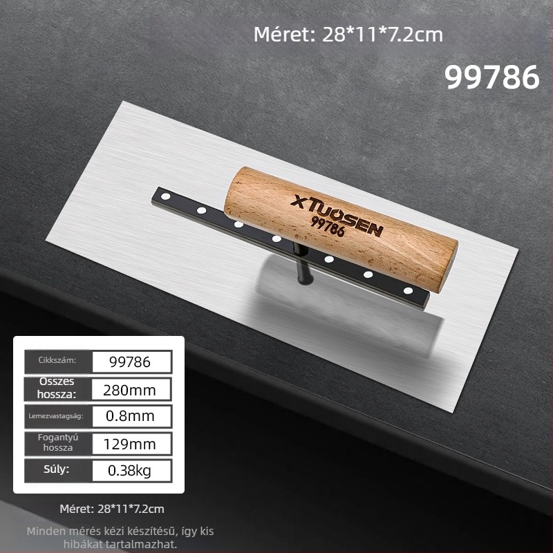 Rozsdamentes acél glettelő spatula falak simításához, modell Flat Knife, márka Topson