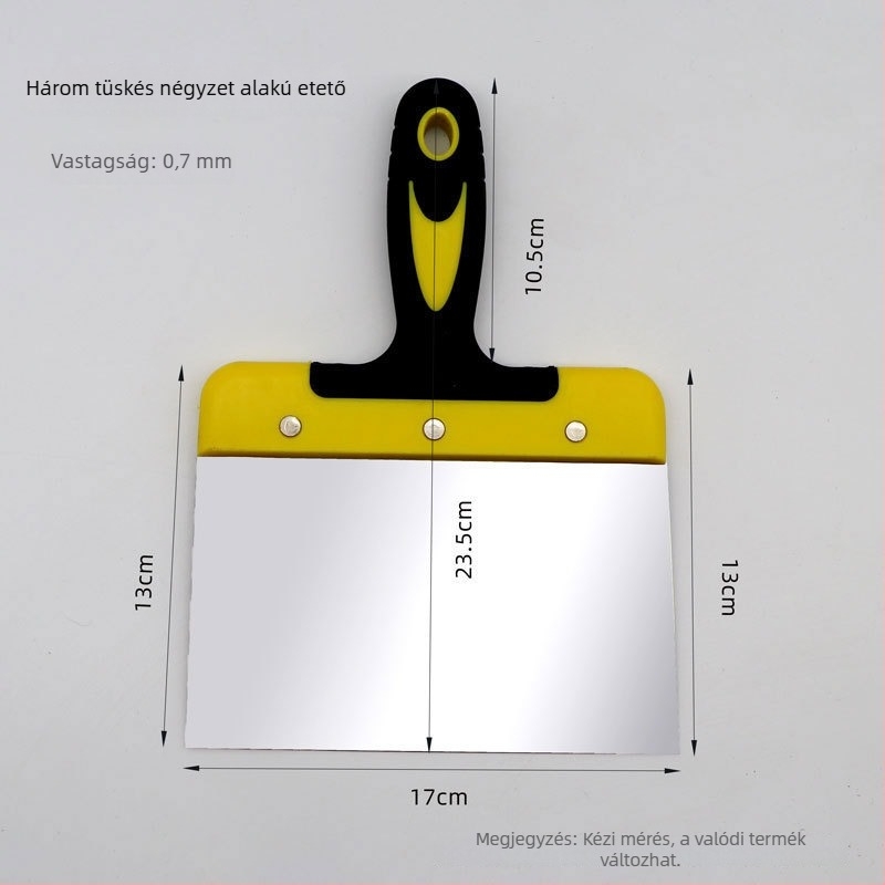 Ívelt formájú rozsdamentes acél vakolóeszközök készlet – spatula és glettelőfejek