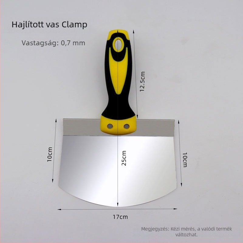 Ívelt formájú rozsdamentes acél vakolóeszközök készlet – spatula és glettelőfejek