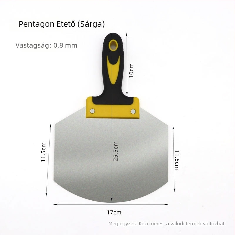 Ívelt formájú rozsdamentes acél vakolóeszközök készlet – spatula és glettelőfejek