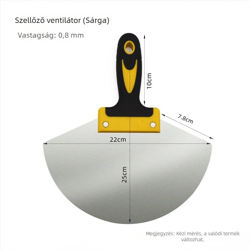 Ívelt formájú rozsdamentes acél vakolóeszközök készlet – spatula és glettelőfejek