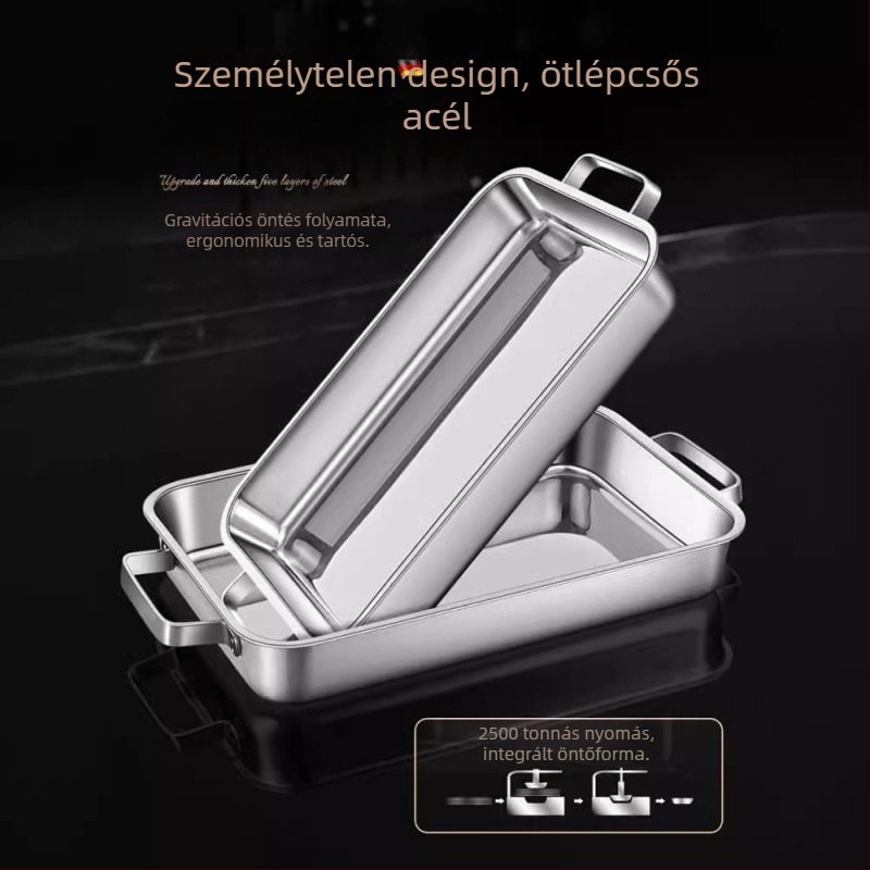 Szögletes 316 rozsdamentes acél grill tálca indukciós főzőlaphoz, polírozott felülettel, bevonat nélküli