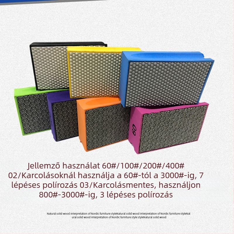 Gyémánt kézi polírozó blokk - elektroplatinált gyémánt abrazív a kerámia csempék élének polírozásához - GTX