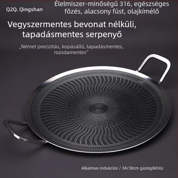 316L rozsdamentes acél grill serpenyő, kör alakú, gyors felmelegítés, multifunkcionális, testreszabás elérhető