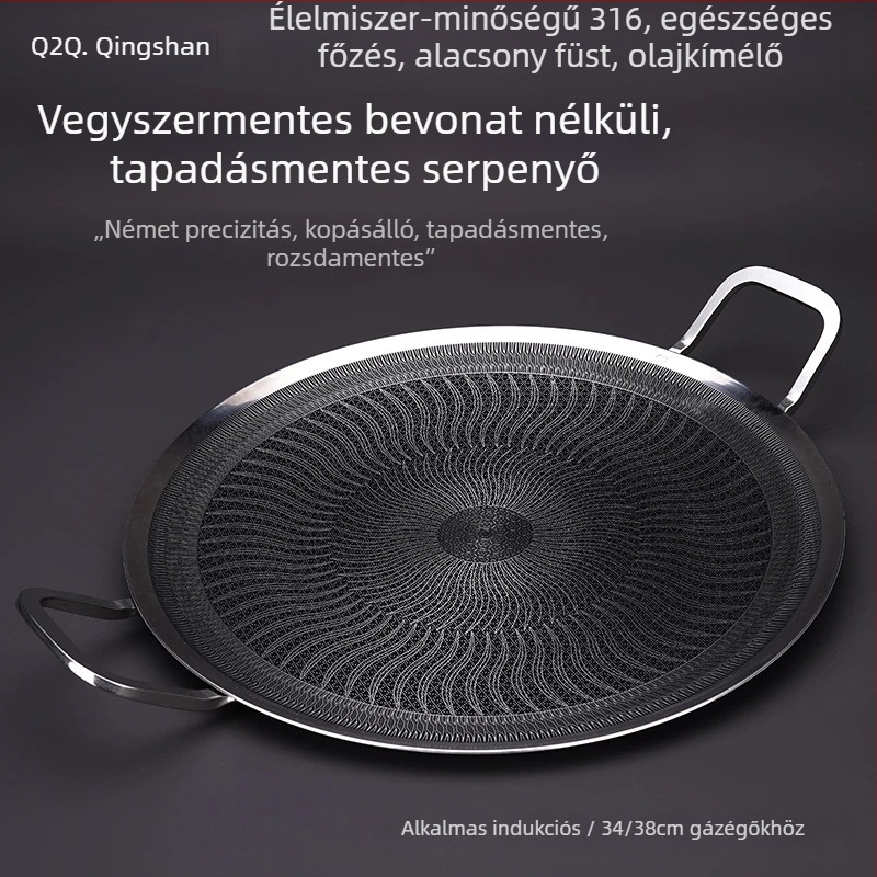 316L rozsdamentes acél grill serpenyő, kör alakú, gyors felmelegítés, multifunkcionális, testreszabás elérhető