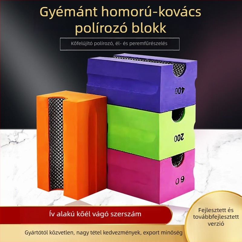Easy Light Konkáv kézi csiszolóblokk élformázáshoz csempéken, kőlemezeken, márványon és kvarcon – élpolírozó eszköz, modell 00