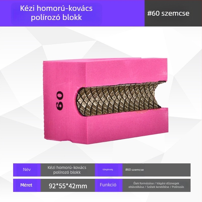 Easy Light Konkáv kézi csiszolóblokk élformázáshoz csempéken, kőlemezeken, márványon és kvarcon – élpolírozó eszköz, modell 00