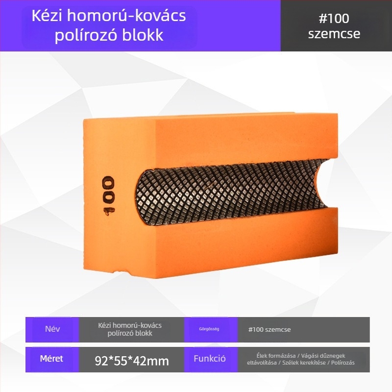 Easy Light Konkáv kézi csiszolóblokk élformázáshoz csempéken, kőlemezeken, márványon és kvarcon – élpolírozó eszköz, modell 00