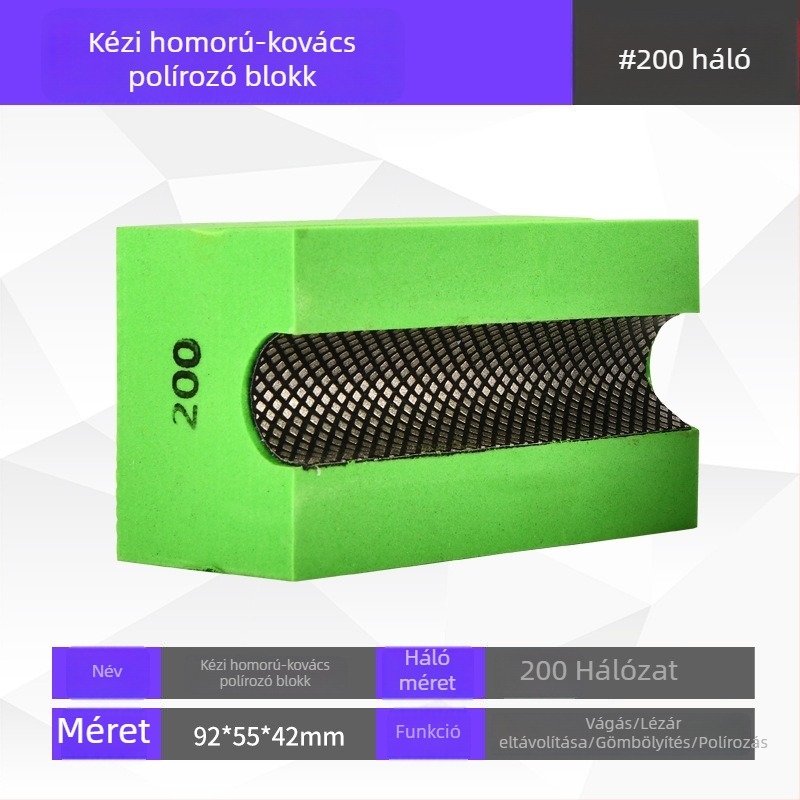 Easy Light Konkáv kézi csiszolóblokk élformázáshoz csempéken, kőlemezeken, márványon és kvarcon – élpolírozó eszköz, modell 00