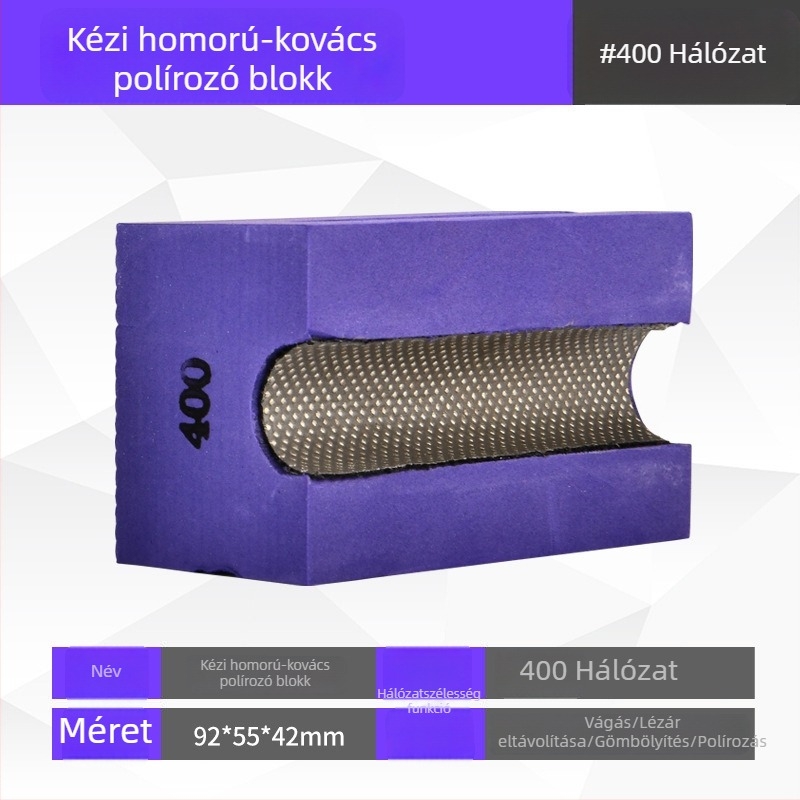 Easy Light Konkáv kézi csiszolóblokk élformázáshoz csempéken, kőlemezeken, márványon és kvarcon – élpolírozó eszköz, modell 00