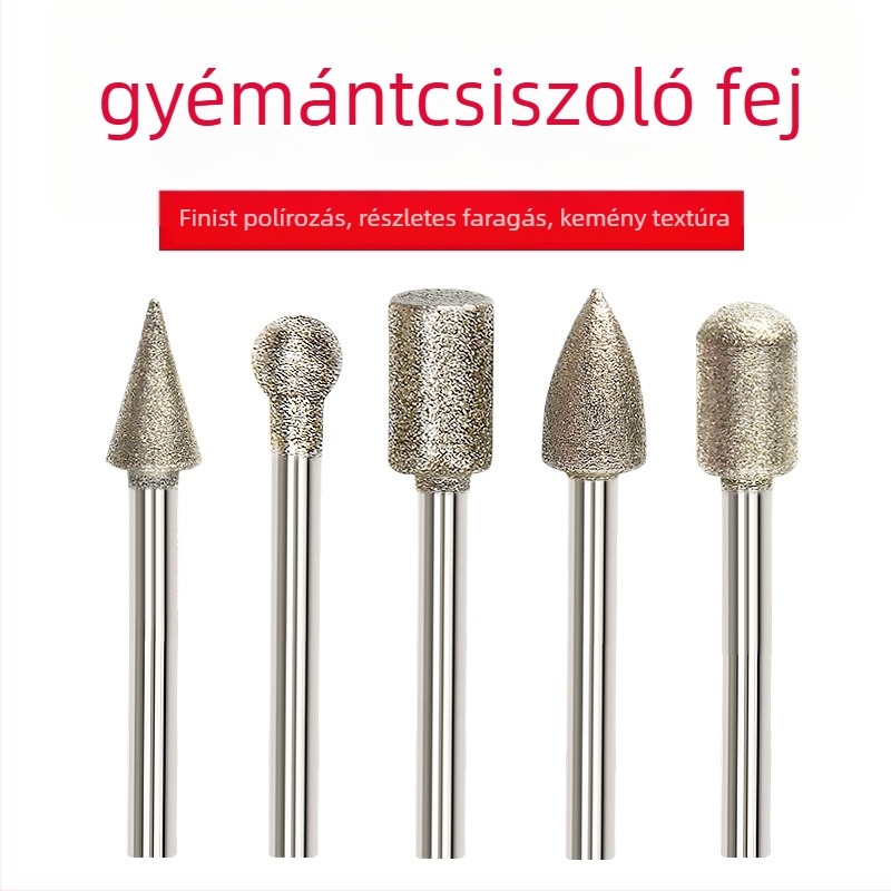 Gyémánt csiszolófej jade polirozásához, anyaga: emery, elektromos csiszolófej