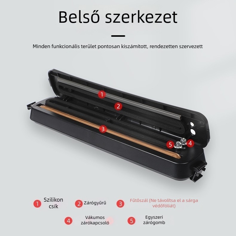 Baizi vákuumcsomagoló tasak, átlátszó, élelmiszer-minőségű, vákuumzárás a frissesség megőrzéséért