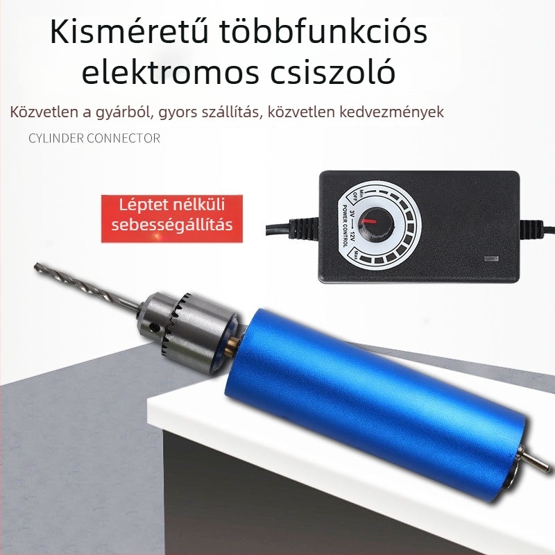 Mini kézi elektromos fúró lépcsőmentes sebességszabályozással, jáde faragláshoz és tisztításhoz, többfunkciós eszköz, 12V DC, fúrócsúccsal