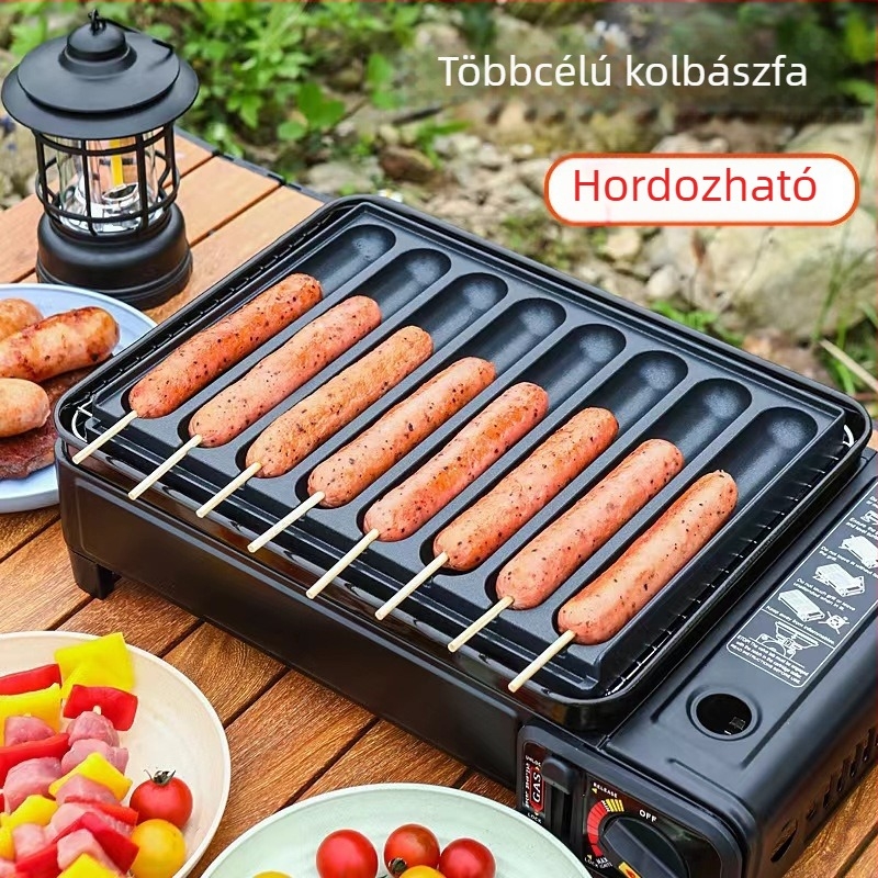 Négyszögletes kolbász grill serpenyő ötvözetből – többfunkciós vaslemez, modern minimalist stílus