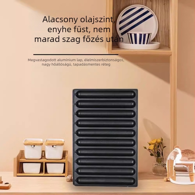 Négyszögletes kolbász grill serpenyő ötvözetből – többfunkciós vaslemez, modern minimalist stílus
