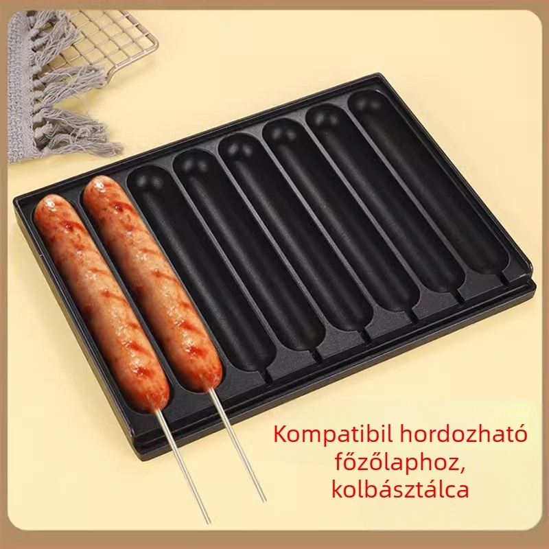 Négyszögletes kolbász grill serpenyő ötvözetből – többfunkciós vaslemez, modern minimalist stílus