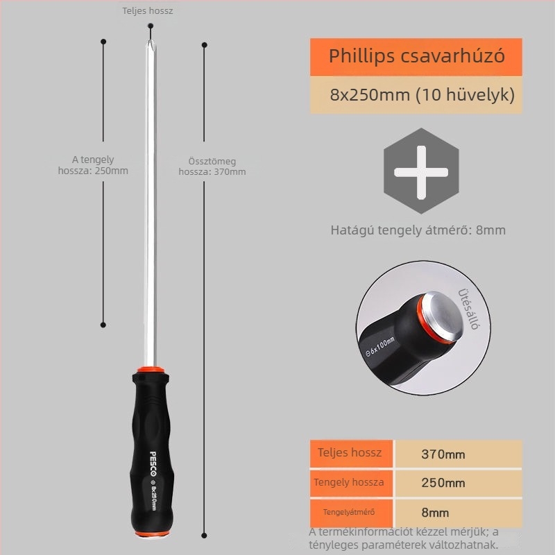 Industriális minőségű csavarhúzó készlet króm-karbon acélból, Strong Merchants