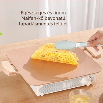 Alumínium négyszögletes teppanyaki grillsütő, füstmentes, hordozható, többfunkciós, tapadásmentes, könnyen tisztítható, 1,1 kg