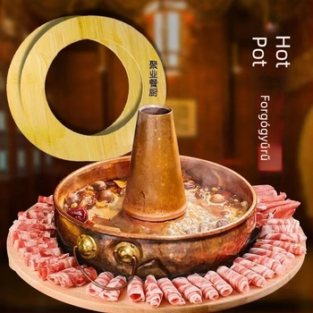 Fából készült kör alakú tálak készlet japán és koreai barbecue-hoz és Hot Pot-hoz – forgatható lemez