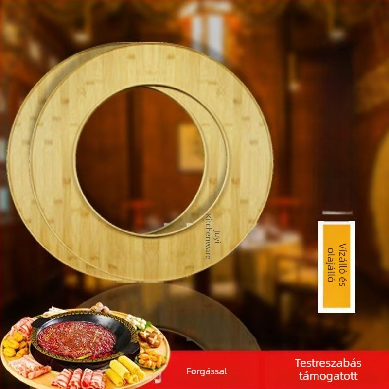 Fából készült kör alakú tálak készlet japán és koreai barbecue-hoz és Hot Pot-hoz – forgatható lemez