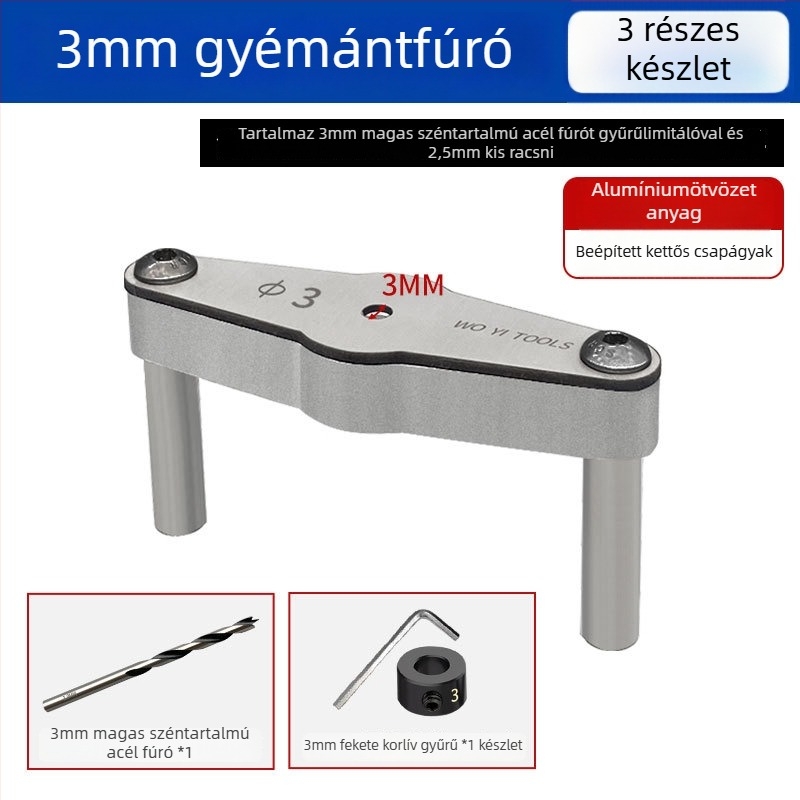 Woyi Tools Gyémánt alakú pozicionáló eszköz faiparhoz – útmutató az egyenes furatokhoz centráló függőleges csap