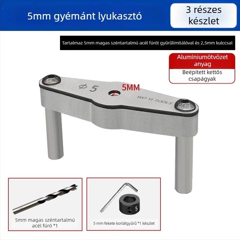 Woyi Tools Gyémánt alakú pozicionáló eszköz faiparhoz – útmutató az egyenes furatokhoz centráló függőleges csap