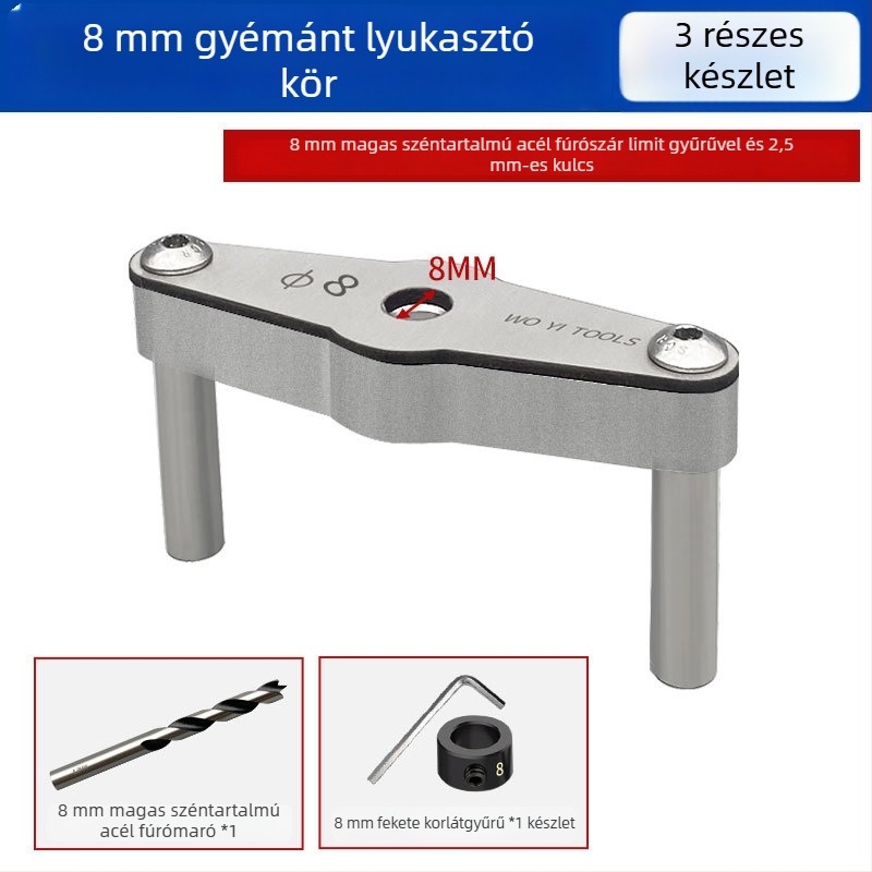 Woyi Tools Gyémánt alakú pozicionáló eszköz faiparhoz – útmutató az egyenes furatokhoz centráló függőleges csap