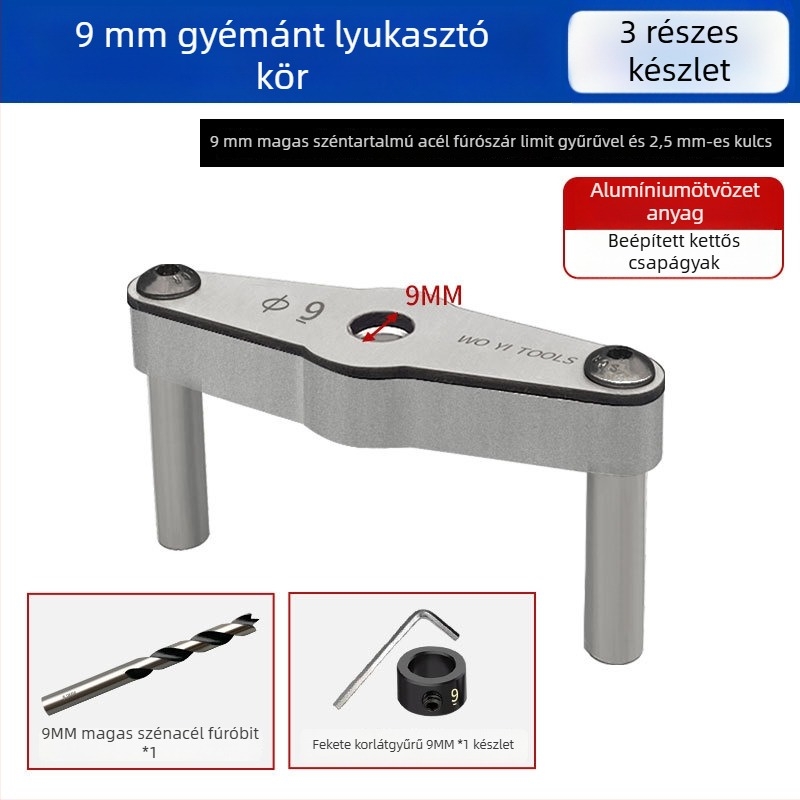 Woyi Tools Gyémánt alakú pozicionáló eszköz faiparhoz – útmutató az egyenes furatokhoz centráló függőleges csap