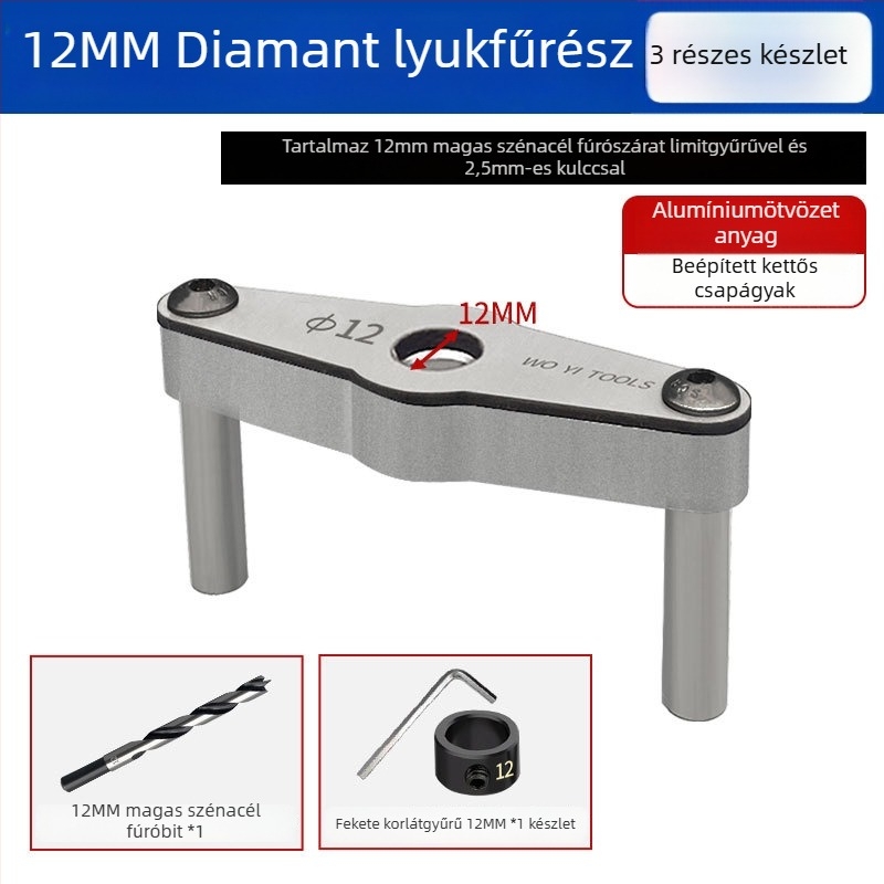 Woyi Tools Gyémánt alakú pozicionáló eszköz faiparhoz – útmutató az egyenes furatokhoz centráló függőleges csap