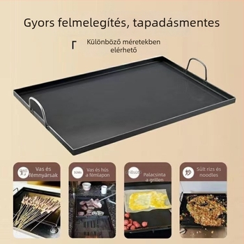 Öntöttvas Teppanyaki grillsütő, négyszögletes, elektroforezises felületkezelés, hajtogatható kialakítás háztartási és kereskedelmi használatra